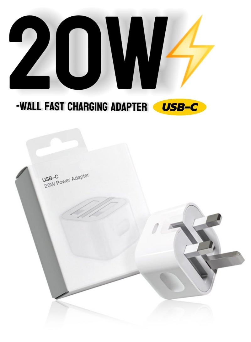 باراكا شاحن جداري بقوة 20 واط، محول شحن سريع - قابس جداري USB-C للشحن السريع - متوافق مع أجهزة iPhone 17/16/15/14 Max/13/12/SE2020/11/XR/XS Max/X/iPad - Image 1